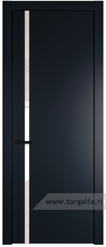 Дверь со стеклом ProfilDoors 21PW Lacobel Перламутровый лак с молдингом Черный матовый (Нэви Блу (RAL 7016))
