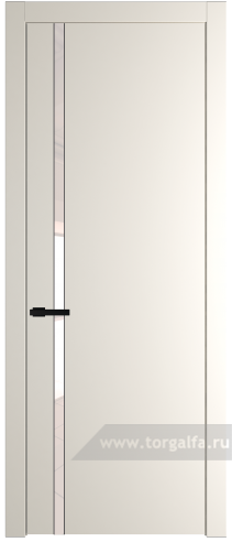 Дверь со стеклом ProfilDoors 21PW Lacobel Перламутровый лак с молдингом Черный матовый (Перламутр белый)