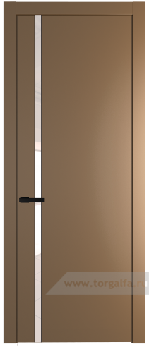 Дверь со стеклом ProfilDoors 21PW Lacobel Перламутровый лак с молдингом Черный матовый (Перламутр золото)