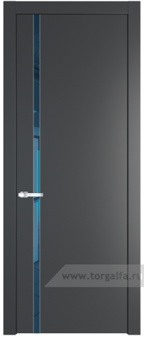 Дверь со стеклом ProfilDoors 21PW Зеркало Blue с молдингом Серебро (Графит (Pantone 425С))