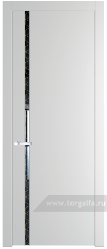 Дверь со стеклом ProfilDoors 21PW Лоран узор золото с молдингом Серебро (Крем Вайт (RAL 120-02))