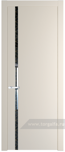 Дверь со стеклом ProfilDoors 21PW Лоран узор золото с молдингом Серебро (Кремовая Магнолия (RAL 120-04))