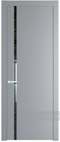 Дверь со стеклом ProfilDoors 21PW Лоран узор золото с молдингом Серебро (Смоки (RAL 870-02))