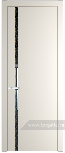 Дверь со стеклом ProfilDoors 21PW Лоран узор золото с молдингом Серебро (Перламутр белый)