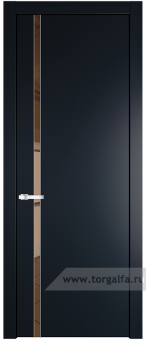 Дверь со стеклом ProfilDoors 21PW Зеркало Bronza с молдингом Серебро (Нэви Блу (RAL 7016))