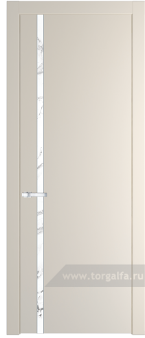 Дверь со стеклом ProfilDoors 21PW Нефи белый узор серебро с молдингом Серебро (Кремовая Магнолия (RAL 120-04))