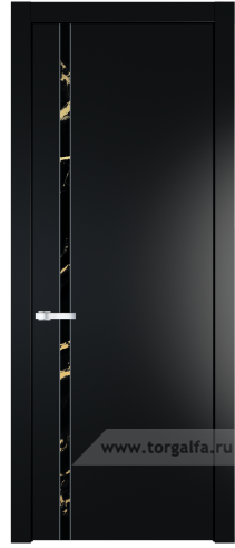 Дверь со стеклом ProfilDoors 21PW Нефи черный узор золото с молдингом Серебро (Блэк)