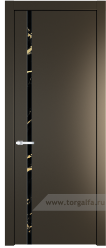 Дверь со стеклом ProfilDoors 21PW Нефи черный узор золото с молдингом Серебро (Перламутр бронза)