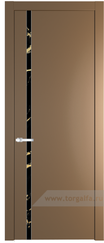 Дверь со стеклом ProfilDoors 21PW Нефи черный узор золото с молдингом Серебро (Перламутр золото)