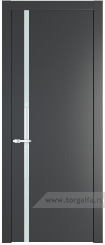 Дверь со стеклом ProfilDoors 21PW Lacobel Белый лак с молдингом Серебро (Графит (Pantone 425С))