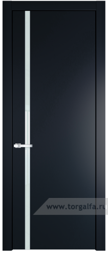 Дверь со стеклом ProfilDoors 21PW Lacobel Белый лак с молдингом Серебро (Нэви Блу (RAL 7016))