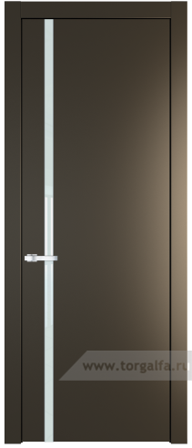 Дверь со стеклом ProfilDoors 21PW Lacobel Белый лак с молдингом Серебро (Перламутр бронза)