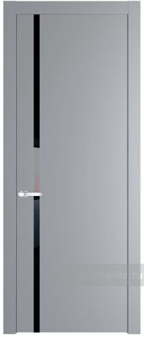 Дверь со стеклом ProfilDoors 21PW Lacobel Черный лак с молдингом Серебро (Смоки (RAL 870-02))