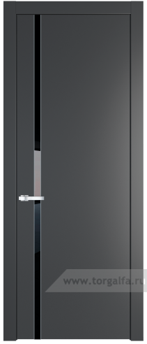 Дверь со стеклом ProfilDoors 21PW Lacobel Черный лак с молдингом Серебро (Графит (Pantone 425С))