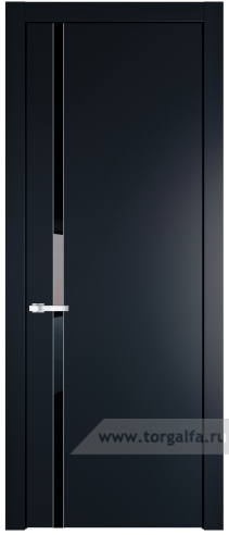 Дверь со стеклом ProfilDoors 21PW Lacobel Черный лак с молдингом Серебро (Нэви Блу (RAL 7016))