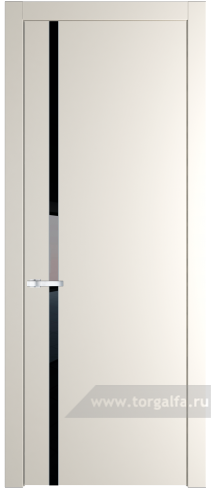 Дверь со стеклом ProfilDoors 21PW Lacobel Черный лак с молдингом Серебро (Перламутр белый)
