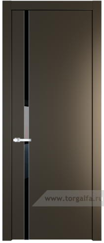 Дверь со стеклом ProfilDoors 21PW Lacobel Черный лак с молдингом Серебро (Перламутр бронза)