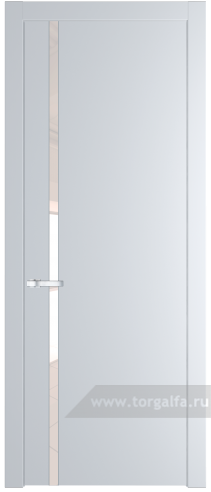 Дверь со стеклом ProfilDoors 21PW Lacobel Перламутровый лак с молдингом Серебро (Вайт (RAL 110 96 02))