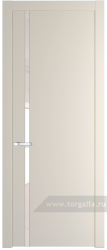 Дверь со стеклом ProfilDoors 21PW Lacobel Перламутровый лак с молдингом Серебро (Кремовая Магнолия (RAL 120-04))
