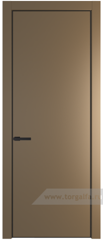 Глухая дверь ProfilDoors 1PE с кромкой Черный матовый RAL9005 (Перламутр золото)