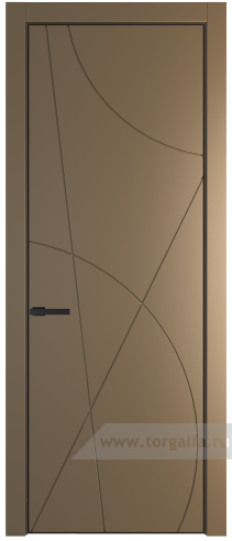 Глухая дверь ProfilDoors 4PE с кромкой Черный матовый RAL9005 (Перламутр золото)