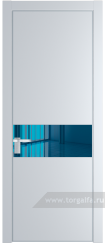 Дверь со стеклом ProfilDoors 17PA Зеркало Blue с профилем Серебро (Вайт (RAL 110 96 02))
