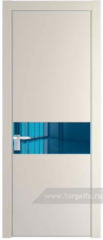 Дверь со стеклом ProfilDoors 17PA Зеркало Blue с профилем Серебро (Кремовая Магнолия (RAL 120-04))