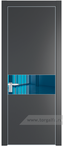 Дверь со стеклом ProfilDoors 17PA Зеркало Blue с профилем Серебро (Графит (Pantone 425С))