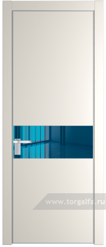 Дверь со стеклом ProfilDoors 17PA Зеркало Blue с профилем Серебро (Перламутр белый)