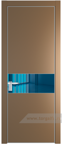Дверь со стеклом ProfilDoors 17PA Зеркало Blue с профилем Серебро (Перламутр золото)