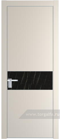 Дверь со стеклом ProfilDoors 17PA Неро мрамор с профилем Серебро (Кремовая Магнолия (RAL 120-04))