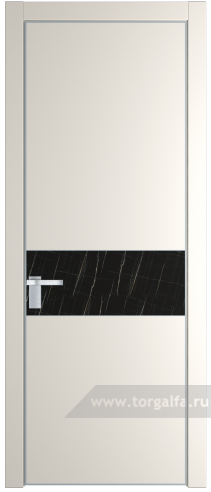 Дверь со стеклом ProfilDoors 17PA Неро мрамор с профилем Серебро (Перламутр белый)