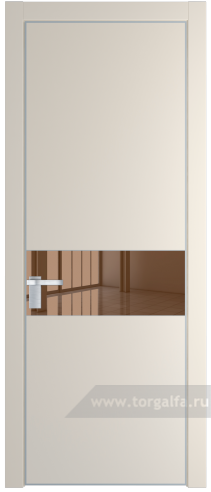 Дверь со стеклом ProfilDoors 17PA Зеркало Bronza с профилем Серебро (Кремовая Магнолия (RAL 120-04))