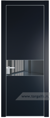 Дверь со стеклом ProfilDoors 17PA Зеркало Grey с профилем Серебро (Нэви Блу (RAL 7016))