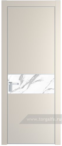 Дверь со стеклом ProfilDoors 17PA Нефи белый узор серебро с профилем Серебро (Кремовая Магнолия (RAL 120-04))