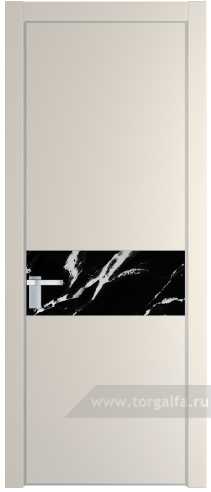 Дверь со стеклом ProfilDoors 17PA Нефи черный узор серебро с профилем Серебро (Кремовая Магнолия (RAL 120-04))