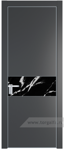 Дверь со стеклом ProfilDoors 17PA Нефи черный узор серебро с профилем Серебро (Графит (Pantone 425С))