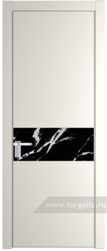Дверь со стеклом ProfilDoors 17PA Нефи черный узор серебро с профилем Серебро (Перламутр белый)