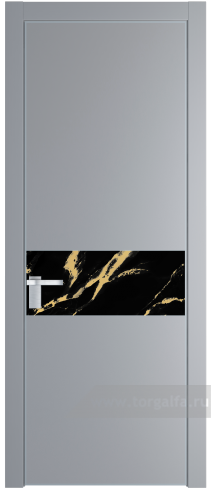 Дверь со стеклом ProfilDoors 17PA Нефи черный узор золото с профилем Серебро (Смоки (RAL 870-02))
