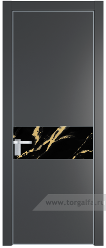 Дверь со стеклом ProfilDoors 17PA Нефи черный узор золото с профилем Серебро (Графит (Pantone 425С))