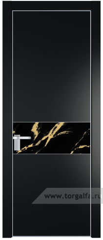 Дверь со стеклом ProfilDoors 17PA Нефи черный узор золото с профилем Серебро (Блэк)