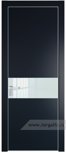 Дверь со стеклом ProfilDoors 17PA Lacobel Белый лак с профилем Серебро (Нэви Блу (RAL 7016))