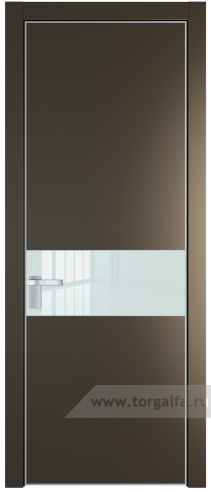 Дверь со стеклом ProfilDoors 17PA Lacobel Белый лак с профилем Серебро (Перламутр бронза)