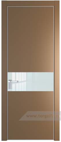 Дверь со стеклом ProfilDoors 17PA Lacobel Белый лак с профилем Серебро (Перламутр золото)