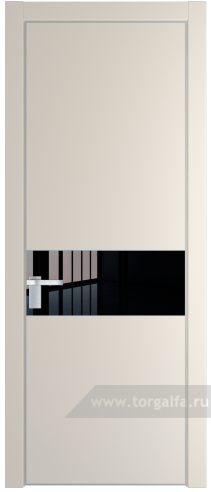 Дверь со стеклом ProfilDoors 17PA Lacobel Черный лак с профилем Серебро (Кремовая Магнолия (RAL 120-04))