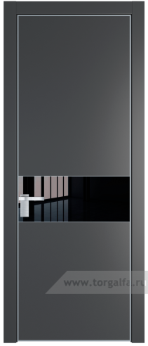 Дверь со стеклом ProfilDoors 17PA Lacobel Черный лак с профилем Серебро (Графит (Pantone 425С))
