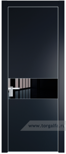 Дверь со стеклом ProfilDoors 17PA Lacobel Черный лак с профилем Серебро (Нэви Блу (RAL 7016))
