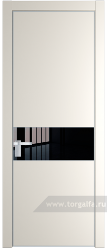 Дверь со стеклом ProfilDoors 17PA Lacobel Черный лак с профилем Серебро (Перламутр белый)