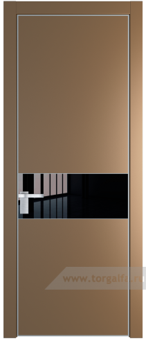 Дверь со стеклом ProfilDoors 17PA Lacobel Черный лак с профилем Серебро (Перламутр золото)