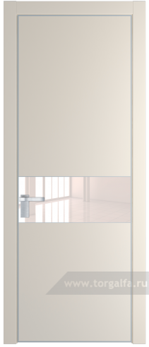 Дверь со стеклом ProfilDoors 17PA Lacobel Перламутровый лак с профилем Серебро (Кремовая Магнолия (RAL 120-04))